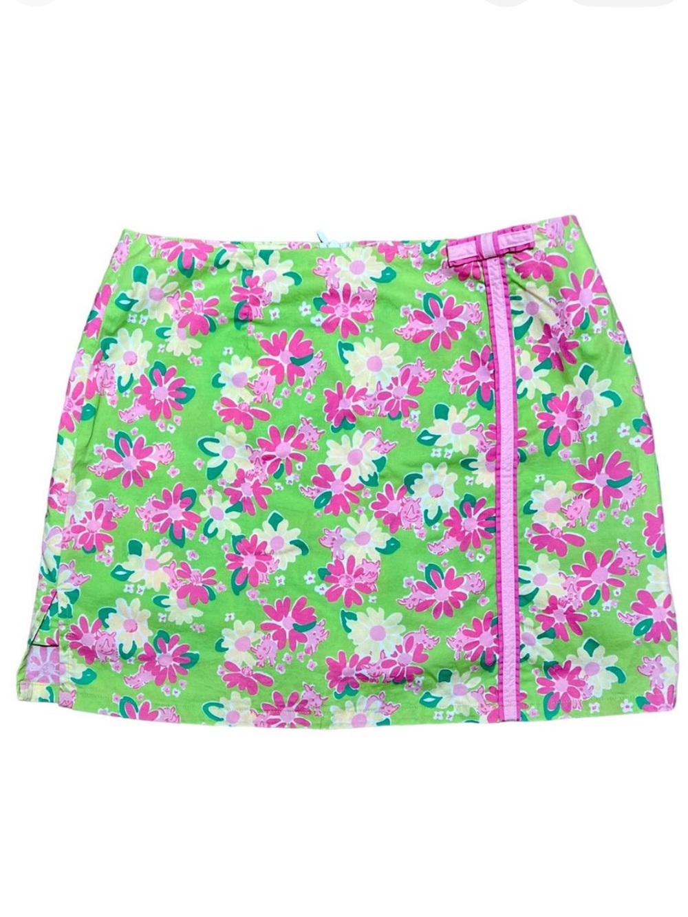 LILLY PULITZER Y2K Skort Womens 0 Green & Pink Floral Hide and Seek Rhino Skirt
